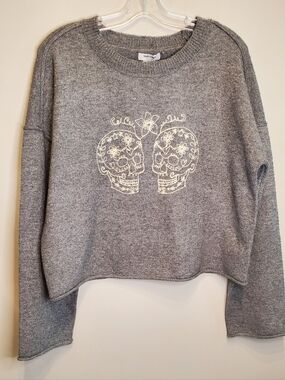 385. NWT - Haute Hippie Embroidered Sugar Skulls Crewneck Sweater